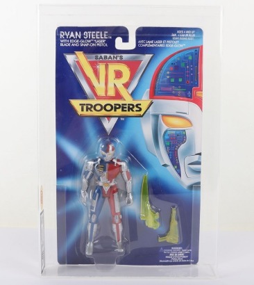 Scarce Saban&rsquo;s VR Troopers Ryan Steele action figure moc graded Kenner.