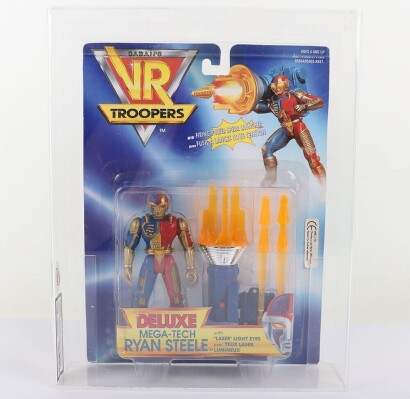 Scarce Saban&rsquo;s VR Troopers Deluxe Mega-Tech Ryan Steele action figure moc graded.