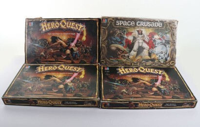 Four Vintage Boxed Board Games by Milton Bradley MB Games.