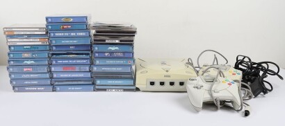 Collection of Sega Dreamcast console and games.