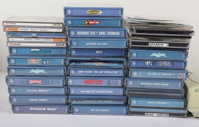 Collection of Sega Dreamcast console and games. - 2