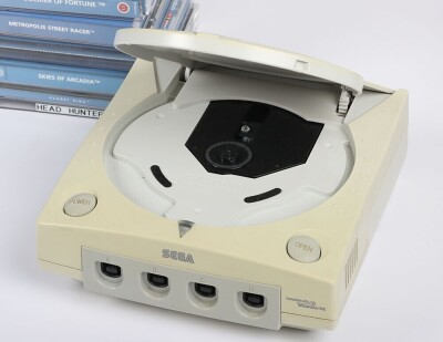 Collection of Sega Dreamcast console and games. - 5
