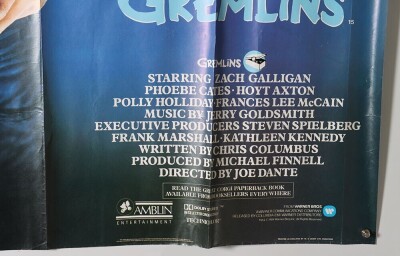 Original Gremlins 1984 British Quad Film Poster. - 5