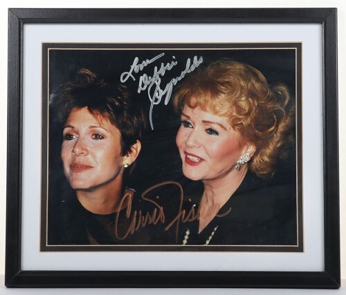 Scarce Carrie Fisher and Debbie Reynolds Singed Autograph picture with certificate of authenticity.