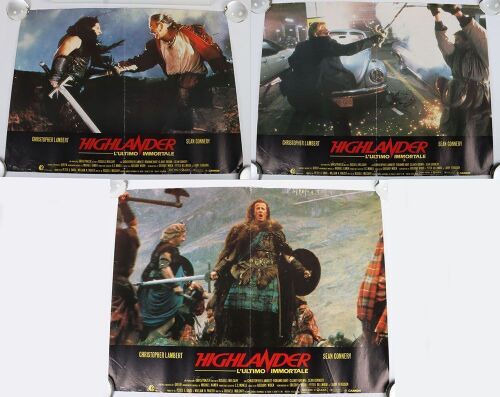 Three Original Different Highlander Fotobusta Movie Film Posters.