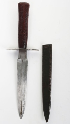 WW1 French Trench Fighting Knife, US Souvenir Engraved Handle.