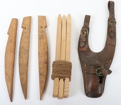 WW1 French Leather Cavalry Sabre Frog and Period Wooden Pegs