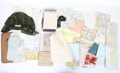 RAF Flying Helmet and Paperwork of Flight Lieutenant J Barrett