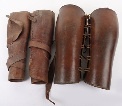 2x Pairs of Brown Leather Officers Gaiters