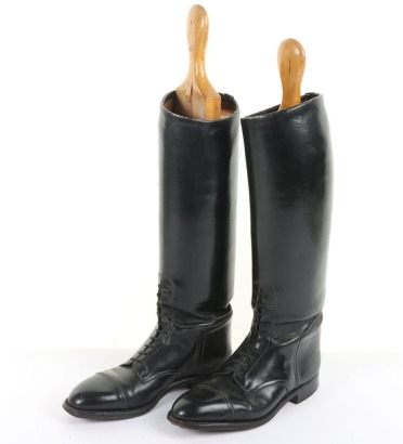 Black Leather Officers Boots with Wooden Trees