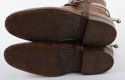 Pair of Great War Period Ankle Boots with Spurs and Wooden Trees - 5