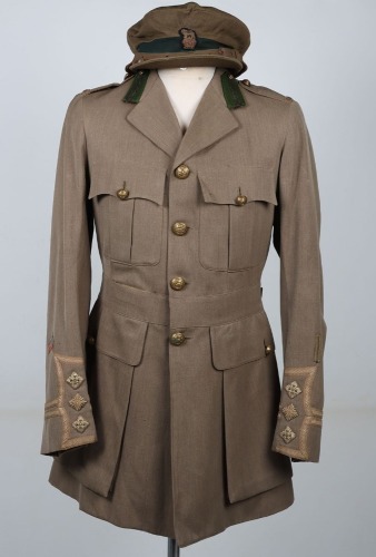 Great War Canadian Expeditionary Force Intelligence Staff Officers Cuff Rank Tunic and Gor Blimey Pattern Officers Cap