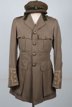 Great War Canadian Expeditionary Force Intelligence Staff Officers Cuff Rank Tunic and Gor Blimey Pattern Officers Cap