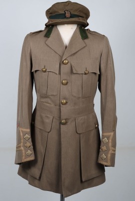 Great War Canadian Expeditionary Force Intelligence Staff Officers Cuff Rank Tunic and Gor Blimey Pattern Officers Cap