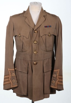 WW1 British Officers Summer Weight Cuff Rank Tunic, East Kent Regiment, The Buffs.