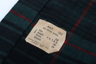 9 th Royal Scots Highlanders Kilt dated 1916 - 7