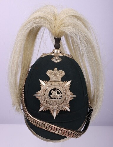 Rare 1st Fifeshire Rifle Volunteer Corps Green Cloth Home Service Helmet with Parade Plume