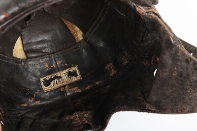 Early French Leather Cork Flying/Crash Helmet and Face Mask - 9