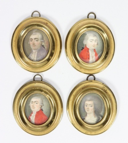Four 19th century miniature portraits,