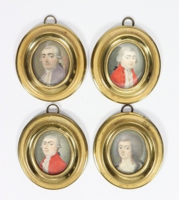 Four 19th century miniature portraits,