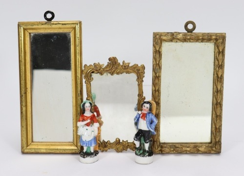 Three miniature mirrors for dolls house,