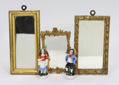 Three miniature mirrors for dolls house,