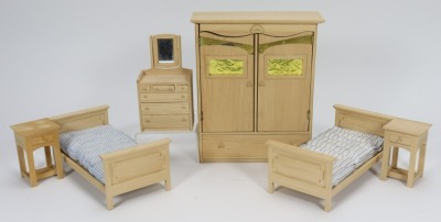 Clive Felton special commission Charles Rennie Mackintosh dolls house bedroom suite,