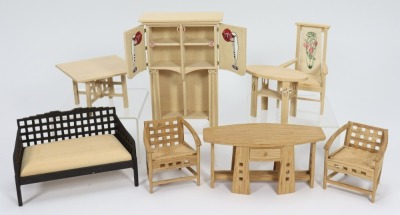 Clive Felton Charles Rennie Mackintosh dolls house furniture,