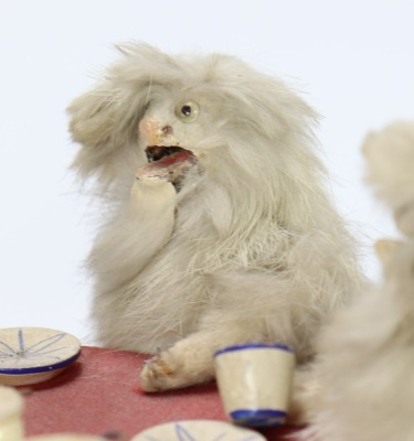 A German 19th century hand wound musical Cats Tea party automaton scene, - 3