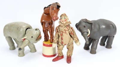 Schoenhut Humpty Dumpty Circus Clown and animals,