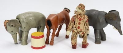 Schoenhut Humpty Dumpty Circus Clown and animals, - 2