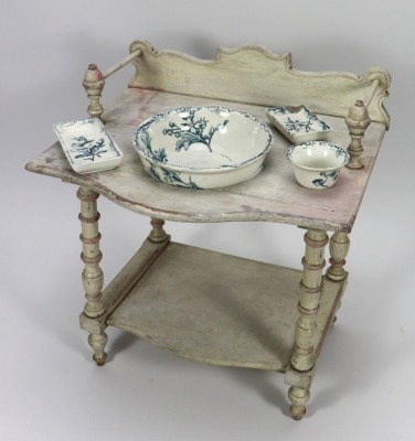 A painted wooden French style Victorian Dolls washstand,