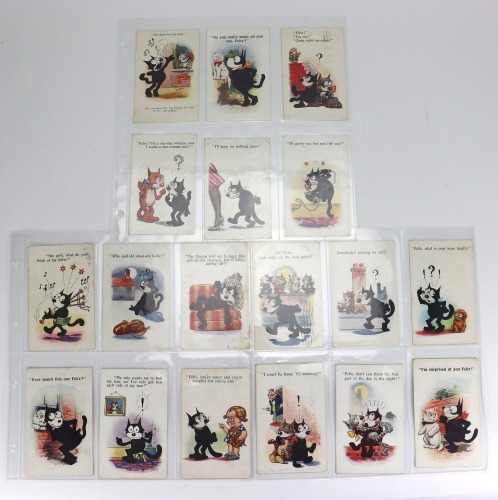 Eighteen Felix the Cat Postcards, 1920s,