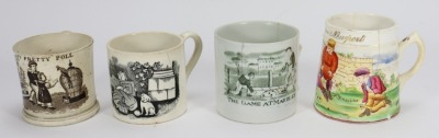 Playing Marbles two 19th century children's china mugs,