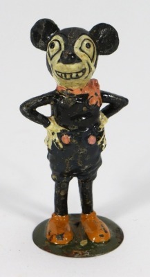 Early Rat Faced Mickey Mouse solid lead painted figure English circa 1930,