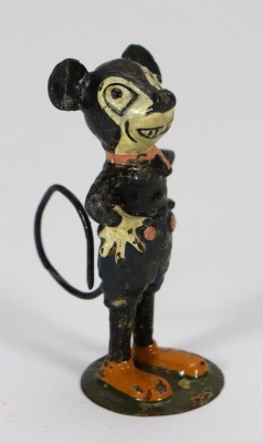 Early Rat Faced Mickey Mouse solid lead painted figure English circa 1930, - 2
