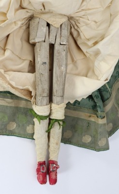A good early English George II painted wooden doll, circa 1750, - 5