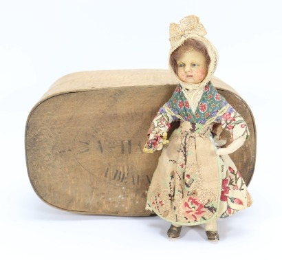 A rare early wax head doll, probably French, mid nineteenth century,