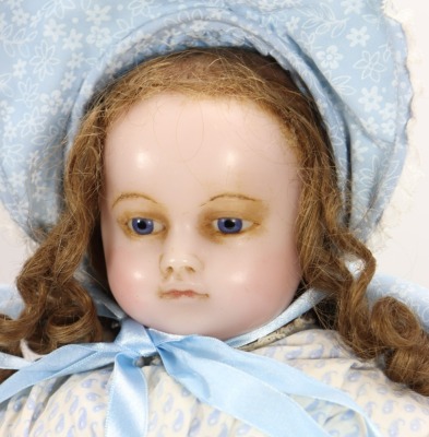 A Montanari poured wax shoulder head doll, English 1850s, - 2