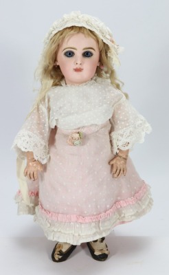 A Tete Jumeau bisque head Bebe doll, size 7, French circa 1890,