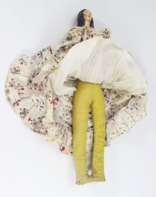 A papier-mache shoulder head doll, German 1840s, - 3