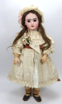 A large Tete Jumeau bisque head Bebe doll, French circa 1890,