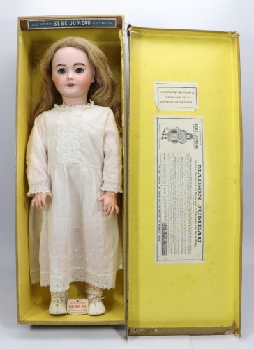 A large S.F.B.J Tete Jumeau 301bisque head doll in original box, size 13, French circa 1905,