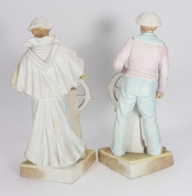 A pair of Gebruder Heubach Edwardian sailing figurines, German circa 1905, - 2