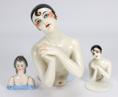 A large Dressel and Kister Pierrette pin cushion doll, German 1920s,