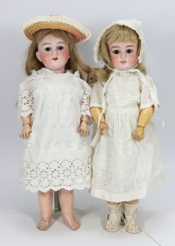 Two German bisque head dolls,