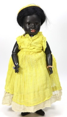 A boxed Simon & Halbig 1358 black bisque head character doll, size 7, German circa 1900, - 2