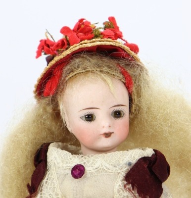 A Rare all original miniature Simon & Halbig 905 bisque shoulder head doll, German 1880s, - 2
