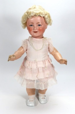 A Porzellanfabrik Burggrub &lsquo; Princess Elizabeth&rsquo; bisque head doll, German circa 1930,