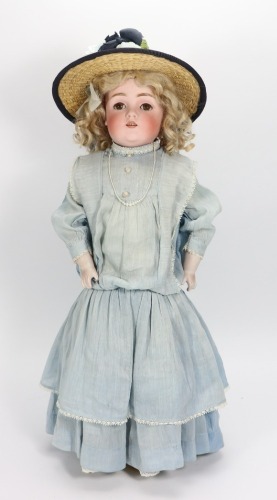 A Kestner 154 bisque shoulder head doll, German circa 1910,